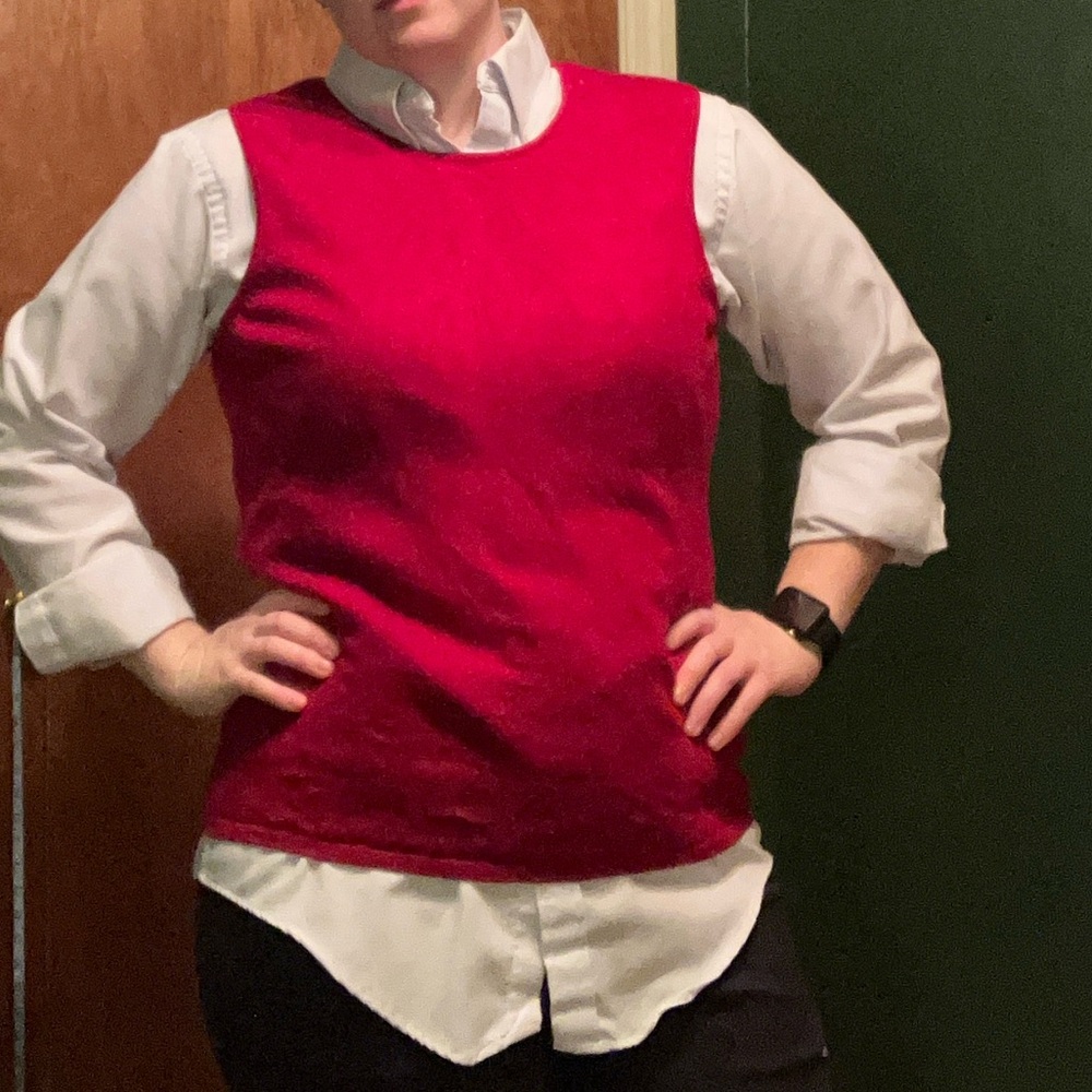XL 16/18 Womens Red Silk & Cashmere Sweater Vest George Me Designs by Mark Eisen